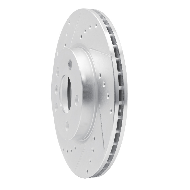 Mini Cooper Brake Rotor (1) - Front Left - R1 Concepts - Drilled & Slotted - Silver - `14-`21